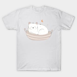 Cat asleep in a basket T-Shirt